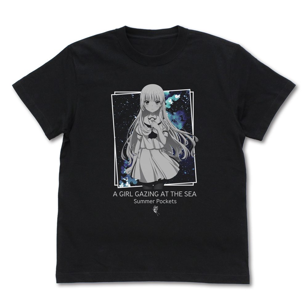 Summer Pockets 鳴瀬しろは Tシャツ ブラック M ("Summer Pockets" Naruse Shiroha T-shirt Black (M Size))