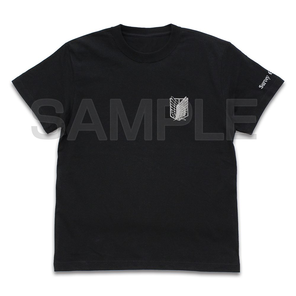 進撃の巨人 調査兵団 ワンポイント刺繍Tシャツ ブラック XL ("Attack on Titan" Survey Corps One Point Embroidery T-shirt Black (XL Size))