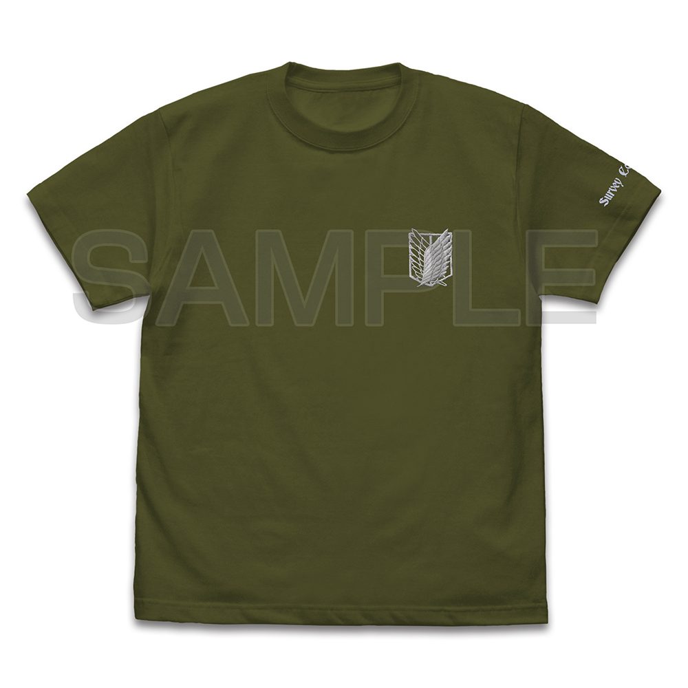 進撃の巨人 調査兵団 ワンポイント刺繍Tシャツ モス L ("Attack on Titan" Survey Corps One Point Embroidery T-shirt Moss (L Size))