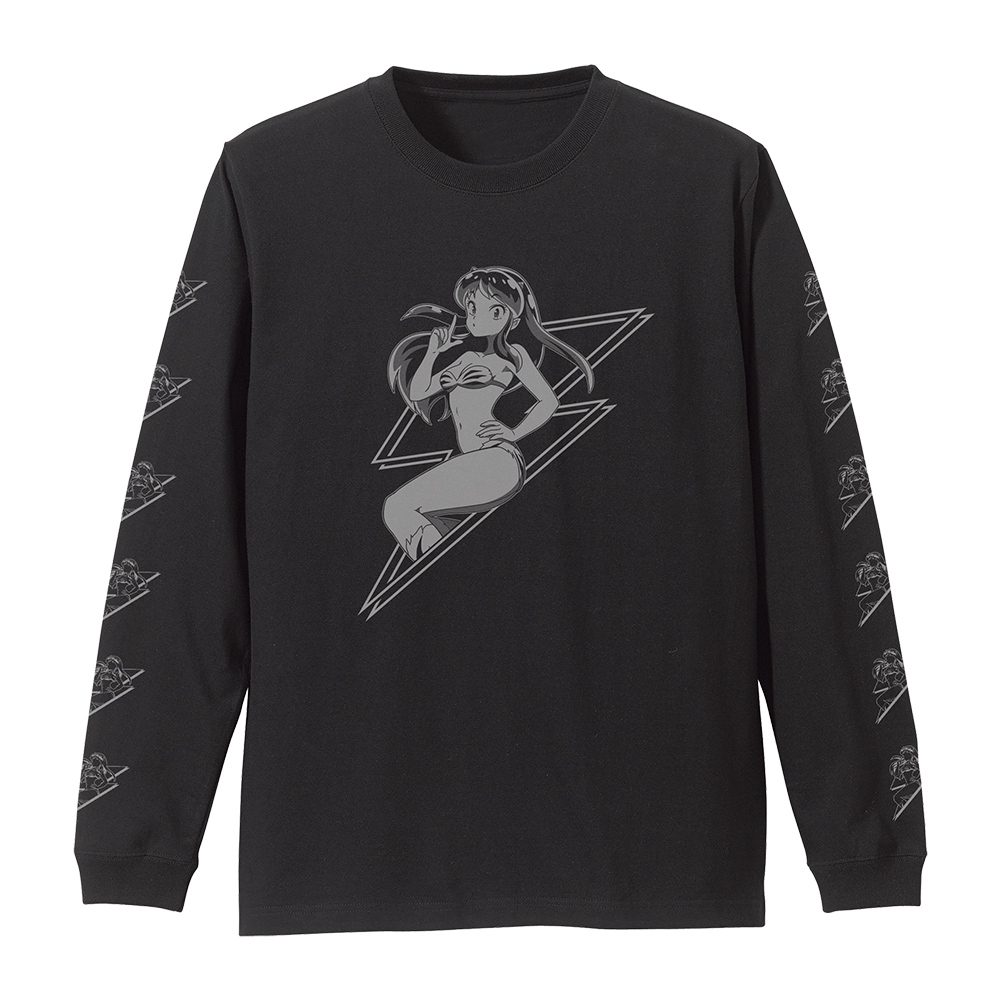 うる星やつら ラムの電撃 袖リブロングスリーブTシャツ ブラック S ("Urusei Yatsura" Lum's Blitz Ribbed Long Sleeve T-shirt Black (S Size))