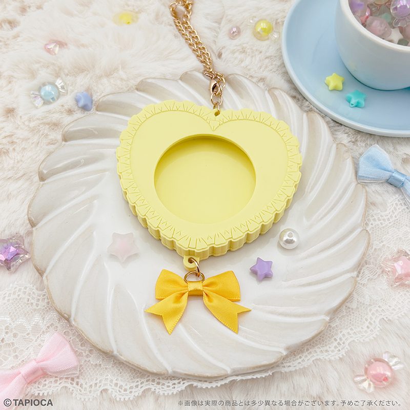 タピオカ オリジナル ラバー缶バッジケース フリルハート イエロー (Tapioca Original Rubber Can Badge Case Frill Heart Yellow)