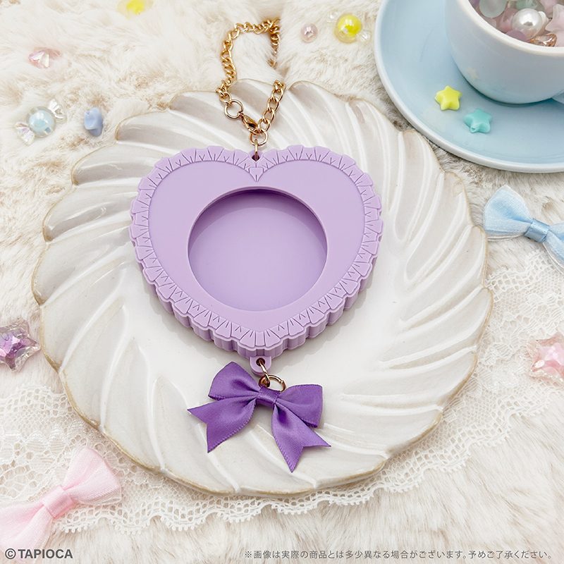 タピオカ オリジナル ラバー缶バッジケース フリルハート パープル (Tapioca Original Rubber Can Badge Case Frill Heart Purple)