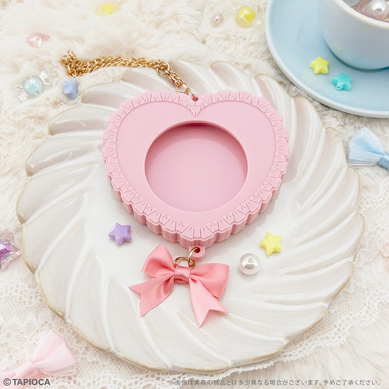 タピオカ オリジナル ラバー缶バッジケース フリルハート ピンク (Tapioca Original Rubber Can Badge Case Frill Heart Pink)