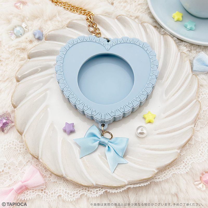 タピオカ オリジナル ラバー缶バッジケース フリルハート ブルー (Tapioca Original Rubber Can Badge Case Frill Heart Blue)