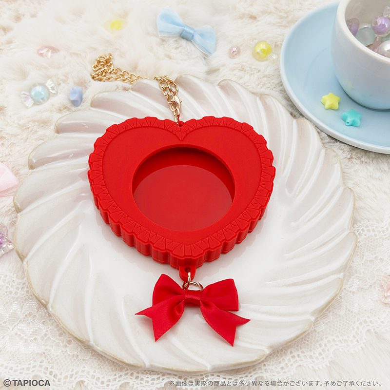 タピオカ オリジナル ラバー缶バッジケース フリルハート レッド (Tapioca Original Rubber Can Badge Case Frill Heart Red)