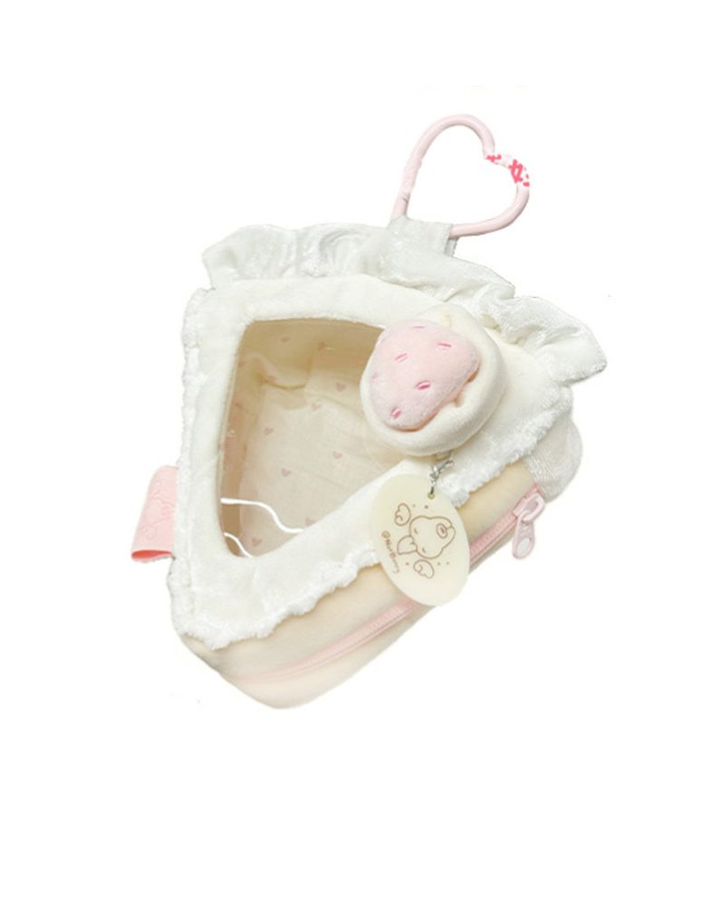 NotBunny ホワイトストロベリーケーキ 10cmぬいぐるみポーチ(三角形) (NOTBUNNY WHITE STRAWBERRY CAKE SERIES DOLL BAG FOR 10CM DOLL (TRIANGLE TYPE))