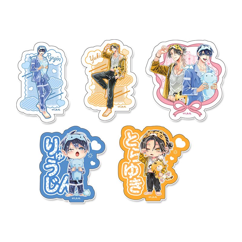しゅきしゅきMAXハート♡ 山野でこ先生 描き下ろし ステッカーセット パジャマVer. ("Shukishuki MAX Heart" Deco Yamano Original Illustration Sticker Set Pajamas Ver.)
