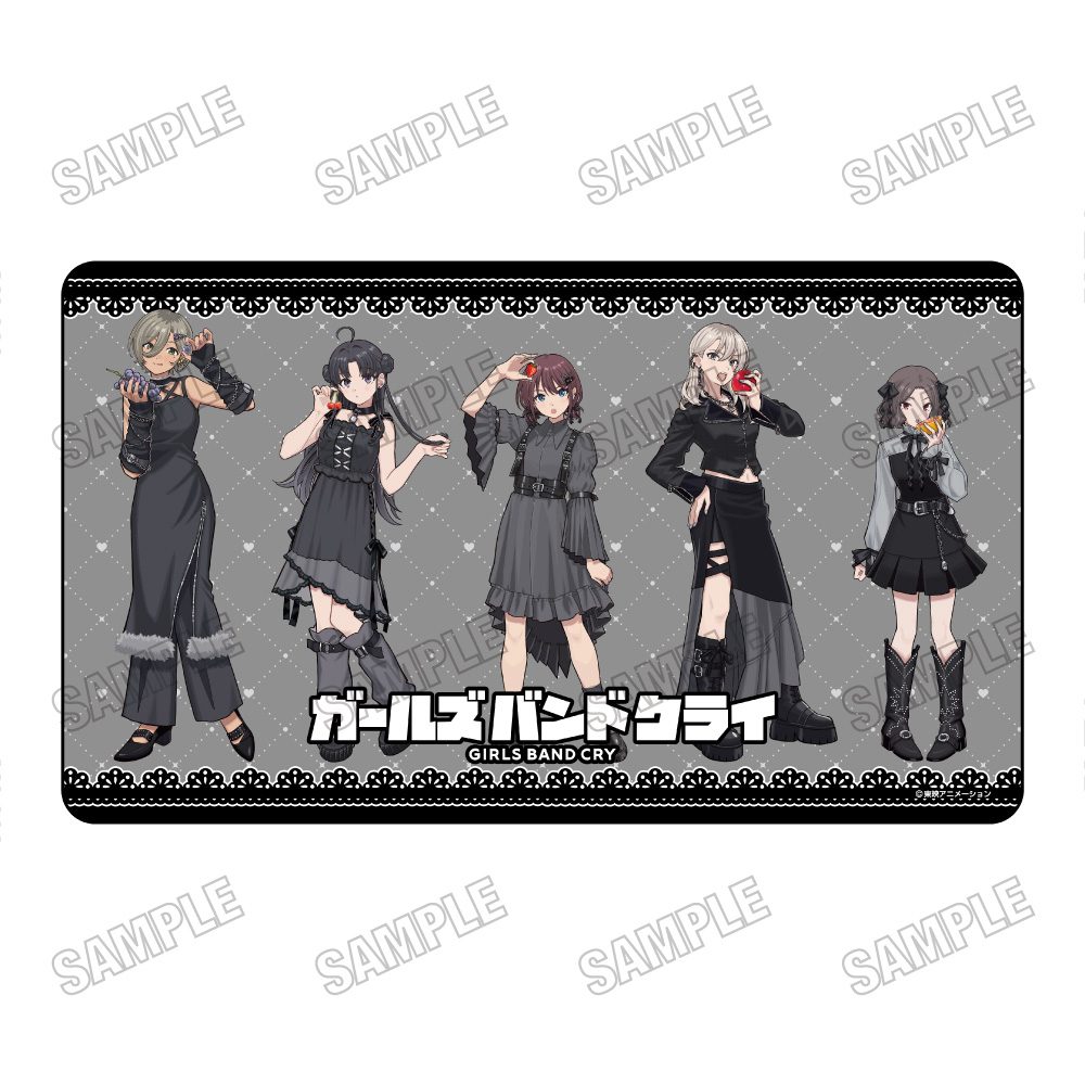 ガールズバンドクライ 描き下ろしデスクマット ブラックファッションフルーツVer. ("Girls Band Cry" Original Illustration Desk Mat Black Fashion Fruit Ver.)