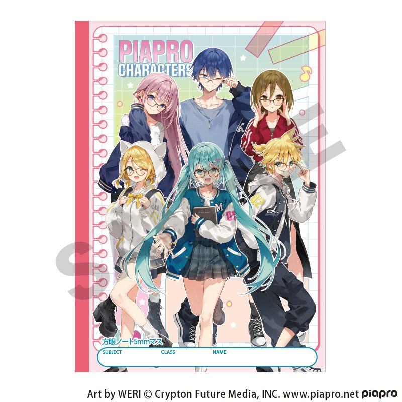 初音ミク B5方眼ノート 集合 メガネスタイル (Hatsune Miku B5 Grid Notebook Group Glasses Style)