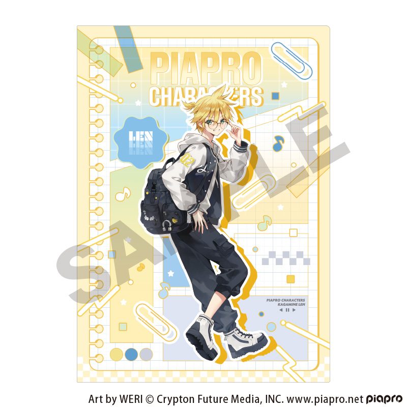 初音ミク シングルクリアファイル 鏡音レン メガネスタイル (Hatsune Miku Single Clear File Kagamine Len Glasses Style)