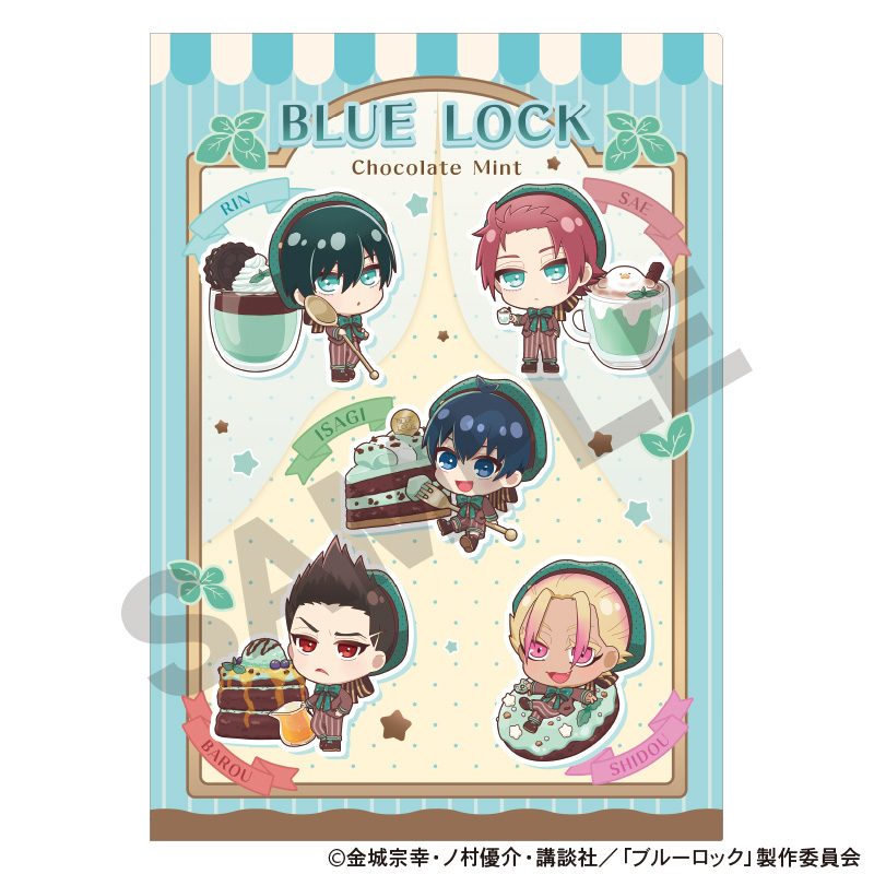 ブルーロック シングルクリアファイル ブルー きゃらペコチョコミント ("Blue Lock" Single Clear File Blue Chara Peko Chocolate Mint)