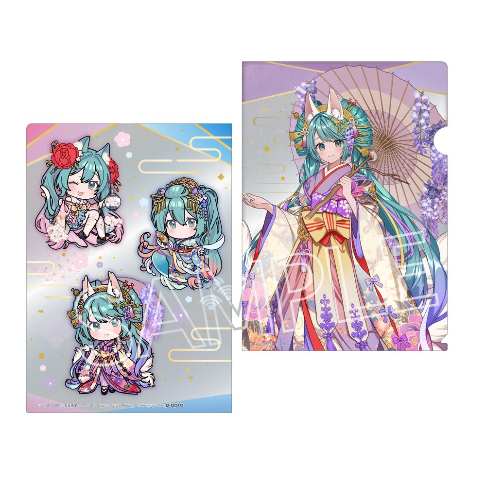 初音ミク 百鬼夜行 -麗宴- クリアファイル B 白狐&猫又・人魚・白狐 (Hatsune Miku Hyakki Yakou -Reien- Clear File B Shirogitsune & Nekomata, Ningyo, Shirogitsune)