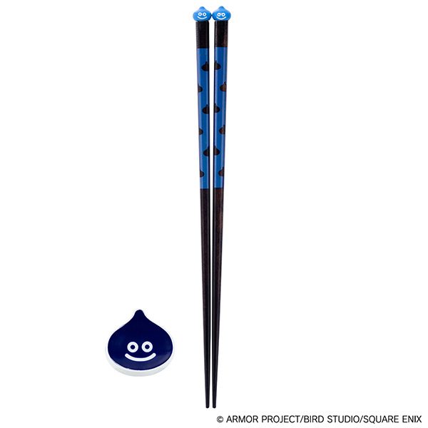 ドラゴンクエスト スマイルスライム 和シリーズ お箸&箸置きセット ブルー ("Dragon Quest" Smile Slime Japanese Series Chopsticks & Chopstick Rest Set Blue)
