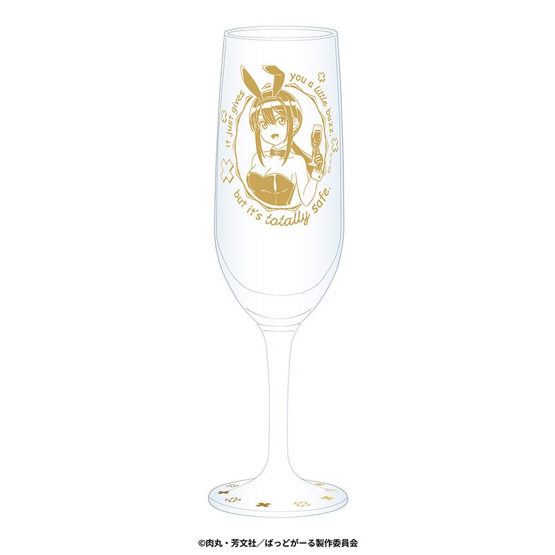 ばっどがーる 描き下ろしシャンパングラス 水鳥亜鳥 バニー Ver. ("Bad Girl" Original Illustration Champagne Glass Mizutori Atori Bunny Ver.)