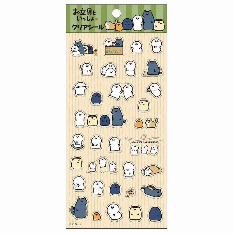 お文具といっしょ クリアシール 1 ("Obungu to Issho" Clear Sticker 1)