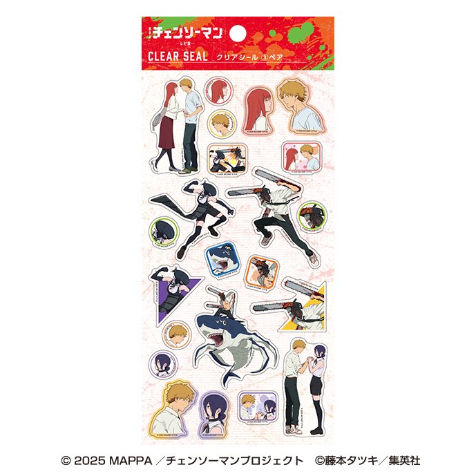 劇場版 チェンソーマン レゼ篇 クリアシール 3 ペア ("Chainsaw Man - The Movie: Reze Arc" Clear Sticker 3 Pair)