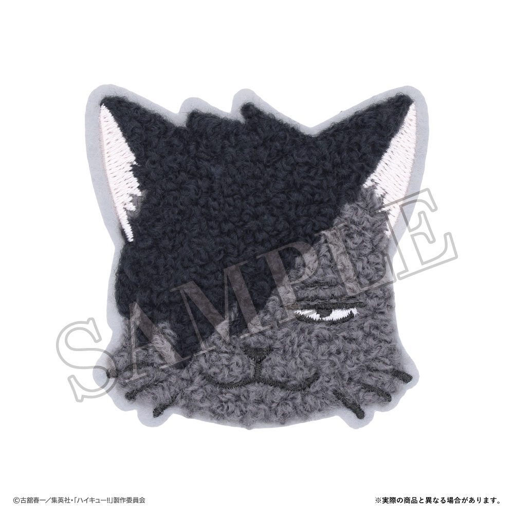 ハイキュー!! モコモコ刺繍ステッカー クロオネコ ("Haikyu!!" Mocomoco Embroidered Sticker Kuroo Cat)