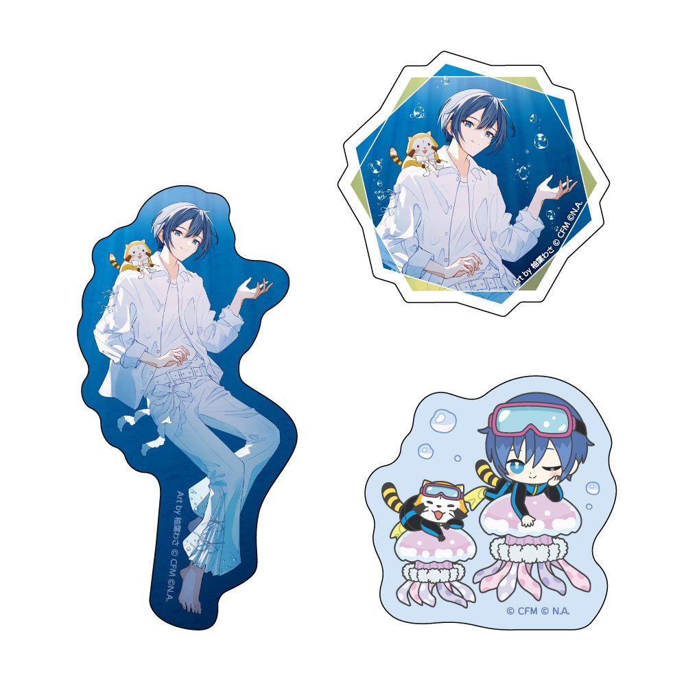 初音ミク×ラスカル 2025 きらきらクリアステッカー3枚セット KAITO (Hatsune Miku x "Rascal the Raccoon" 2025 Kirakira Clear Sticker 3 Set KAITO)