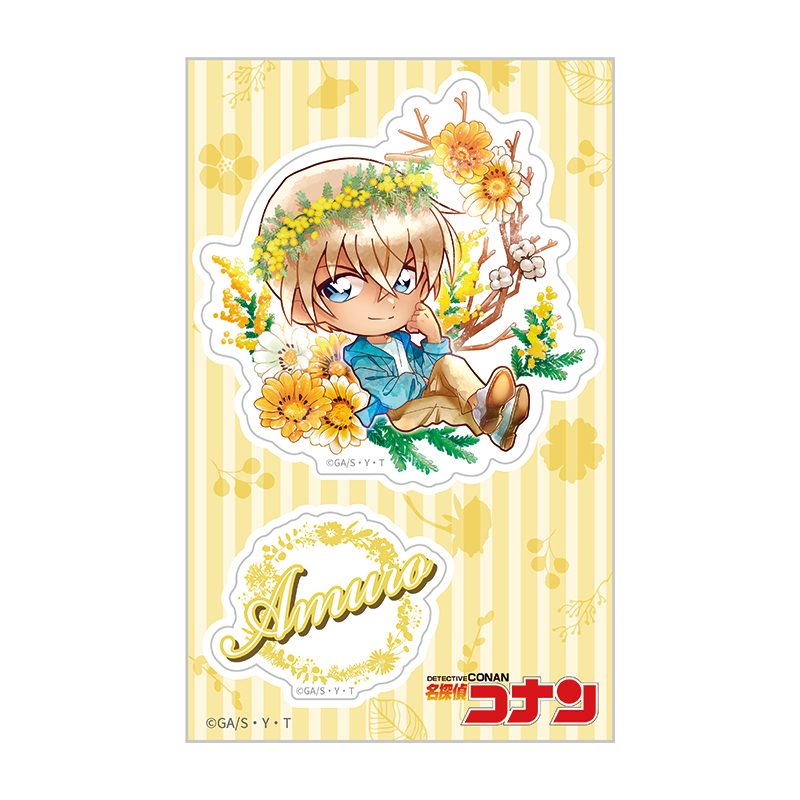 名探偵コナン クリアステッカー デフォルメ 花冠-flow in the wind- 安室 ("Detective Conan" Clear Sticker Deformed Flower Crown -Flow in the Wind- Amuro)