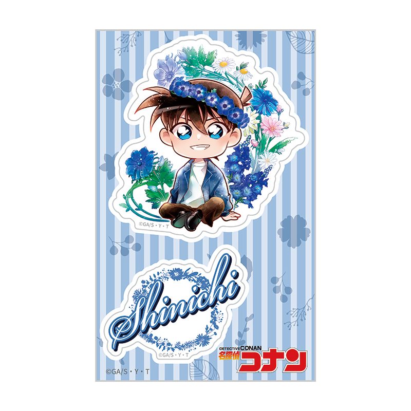 名探偵コナン クリアステッカー デフォルメ 花冠-flow in the wind- 新一 ("Detective Conan" Clear Sticker Deformed Flower Crown -Flow in the Wind- Shinichi)