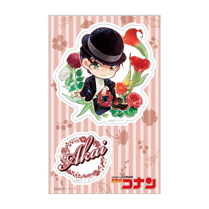 名探偵コナン クリアステッカー デフォルメ 花冠-flow in the wind- 赤井 ("Detective Conan" Clear Sticker Deformed Flower Crown -Flow in the Wind- Akai)