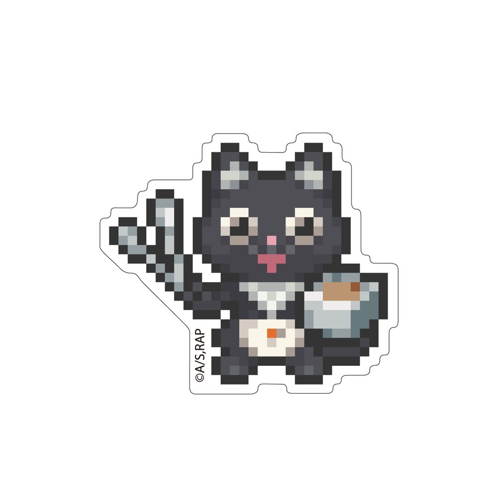 ラーメン赤猫 ドット絵イラスト ダイカットステッカー サブ ("Ramen Akaneko" Pixel Art Illustration Die-cut Sticker Sabu)