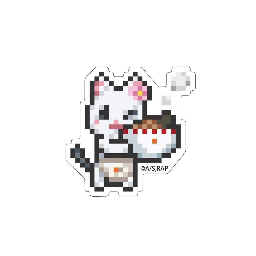 ラーメン赤猫 ドット絵イラスト ダイカットステッカー ハナ ("Ramen Akaneko" Pixel Art Illustration Die-cut Sticker Hana)