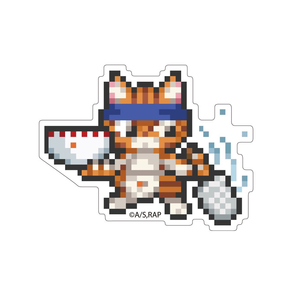 ラーメン赤猫 ドット絵イラスト ダイカットステッカー 文蔵 ("Ramen Akaneko" Pixel Art Illustration Die-cut Sticker Bunzo)