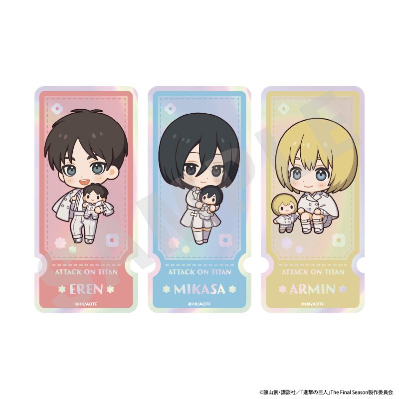 進撃の巨人 ミニキャラホワイトコーデシリーズ オーロラステッカーセット エレン・ミカサ・アルミン ("Attack on Titan" Mini Chara White Outfit Series Aurora Sticker Set Eren & Mikasa & Armin)