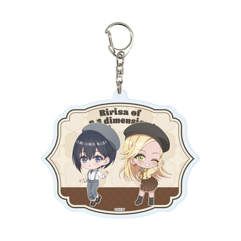 デカアクリルキーホルダー 2.5次元の誘惑 05 ノノア&アリア ベレー×サスペンダーVer.(ミニキャライラスト) (Deka Acrylic Key Chain "2.5 Dimensional Seduction" 05 Nonoa & Aria Beret x Suspenders Ver. (Mini Character Illustration))