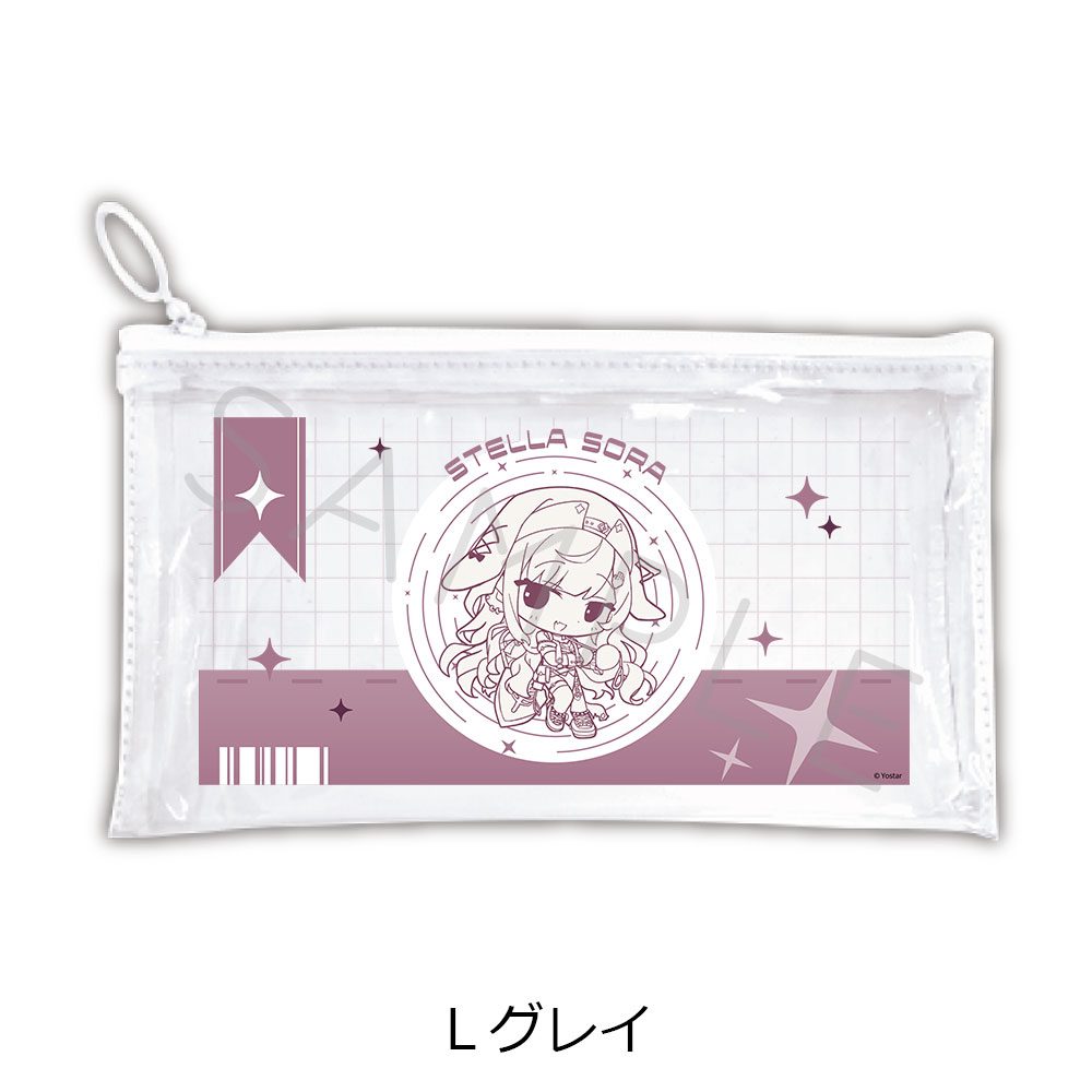 ステラソラ フラットクリアポーチ L グレイ ("Stella Sora" Flat Clear Pouch L Gerie)