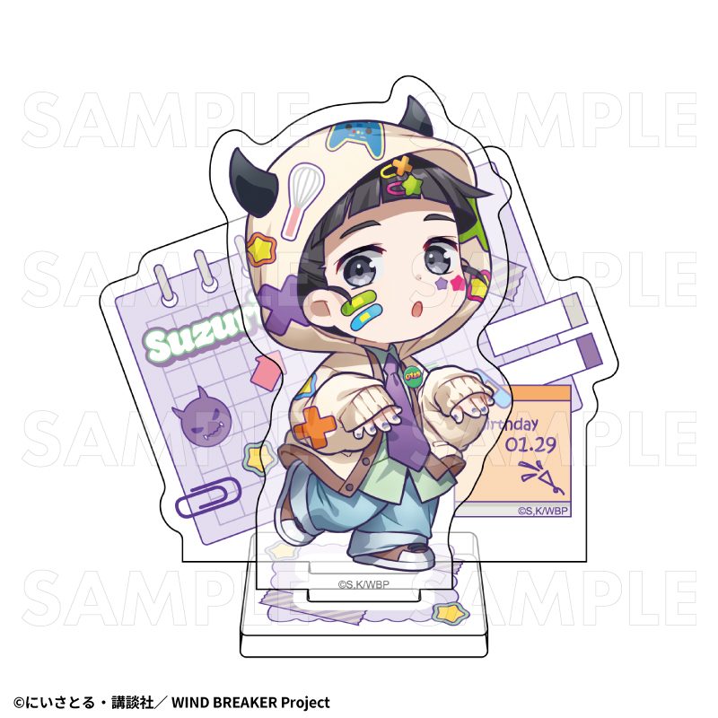WIND BREAKER でびデコパーカー ちびキャラVer. アクリルスタンド 硯秀平 ("Wind Breaker" Devil Deco Hoodie Chibi Chara Ver. Acrylic Stand Suzuri Shuhei)