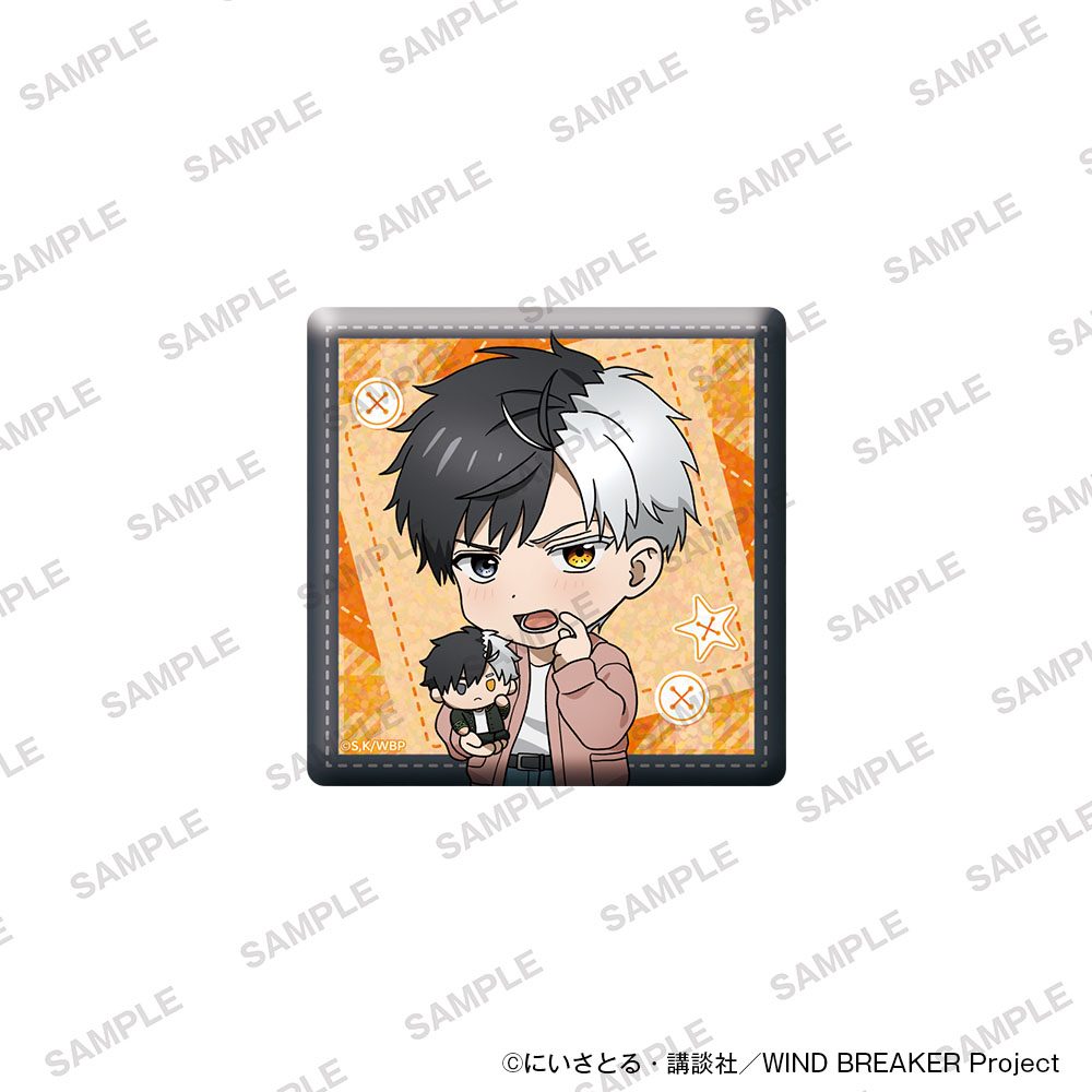 WIND BREAKER ホログラムスクエア缶バッジ ぬいぐるみといっしょVer. 桜遥 ("Wind Breaker" Hologram Square Can Badge with Plush Ver. Sakura Haruka)