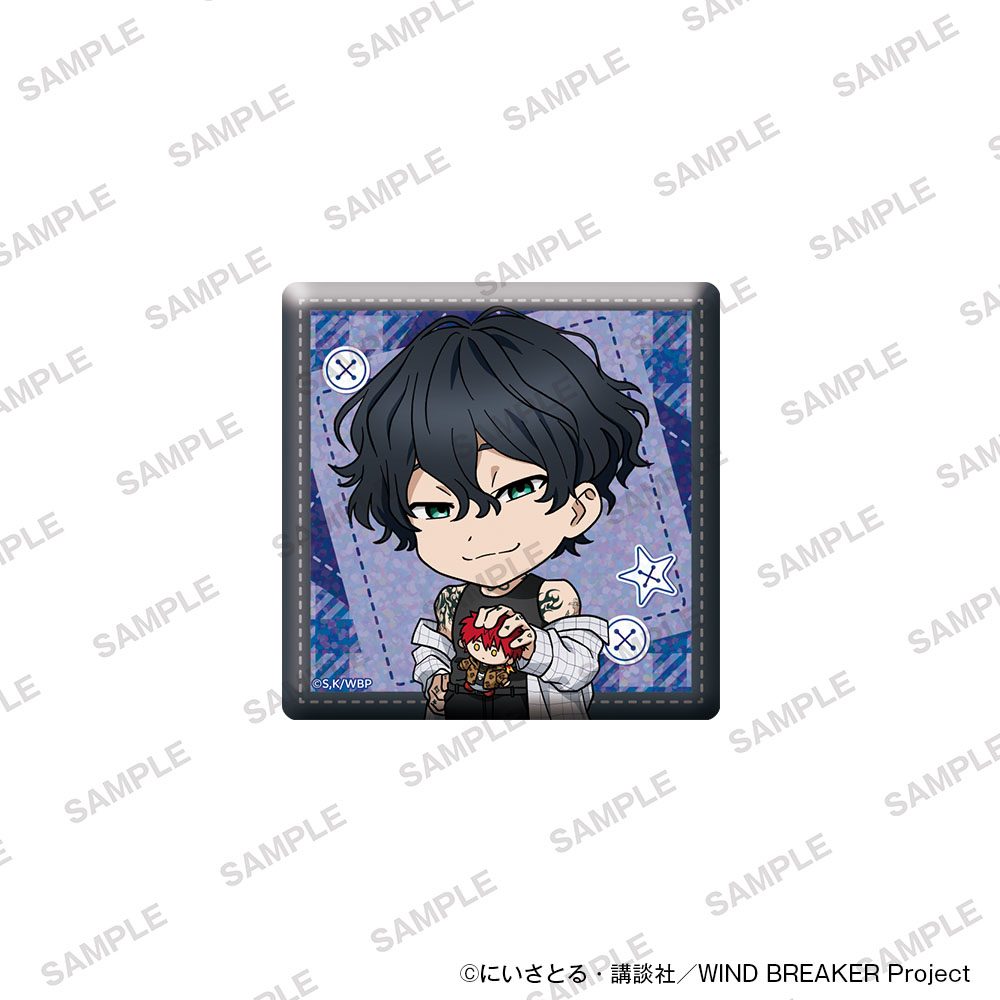 WIND BREAKER ホログラムスクエア缶バッジ ぬいぐるみといっしょVer. 棪堂哉真斗 ("Wind Breaker" Hologram Square Can Badge with Plush Ver. Endo Yamato)