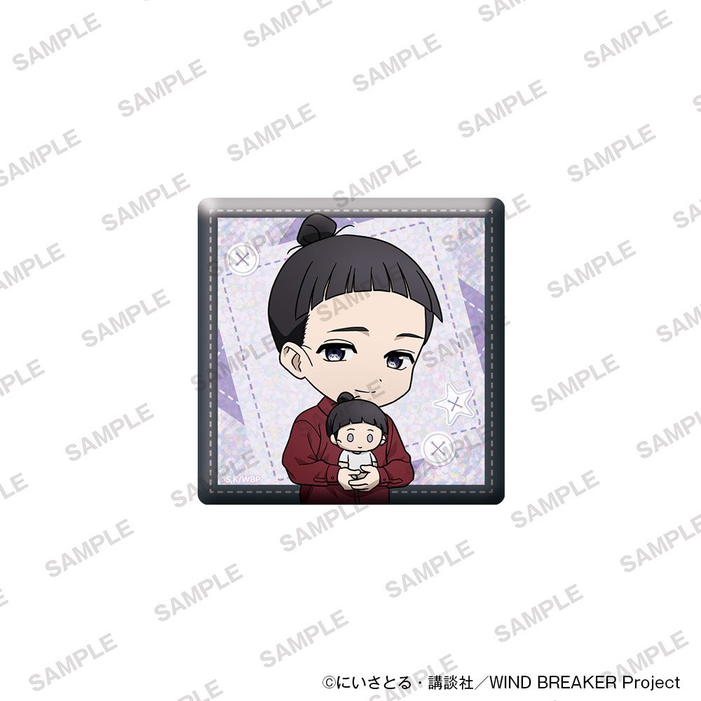 WIND BREAKER ホログラムスクエア缶バッジ ぬいぐるみといっしょVer. 硯秀平 ("Wind Breaker" Hologram Square Can Badge with Plush Ver. Suzuri Shuhei)