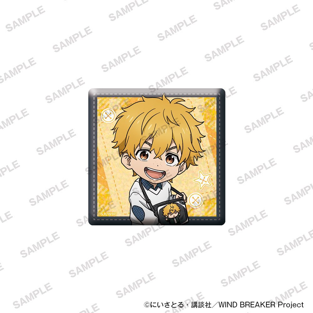 WIND BREAKER ホログラムスクエア缶バッジ ぬいぐるみといっしょVer. 楡井秋彦 ("Wind Breaker" Hologram Square Can Badge with Plush Ver. Nirei Akihiko)