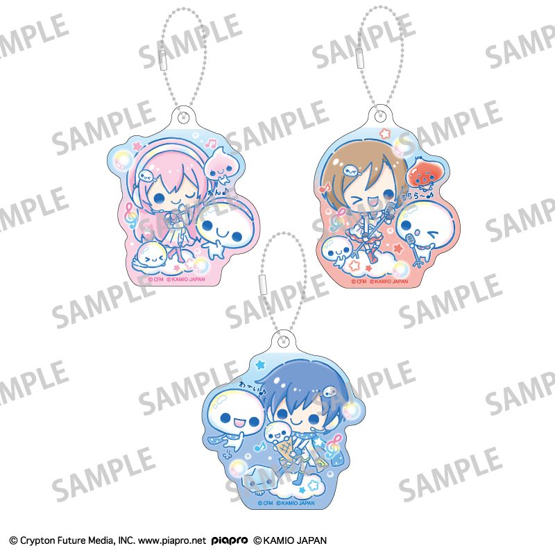 初音ミク×ぷくぷくあわわちゃん アクリルキーホルダーセット 巡音ルカ・MEIKO・KAITO (Hatsune Miku x Popping Awawa chan Acrylic Key Chain Set Megurine Luka & MEIKO & KAITO)