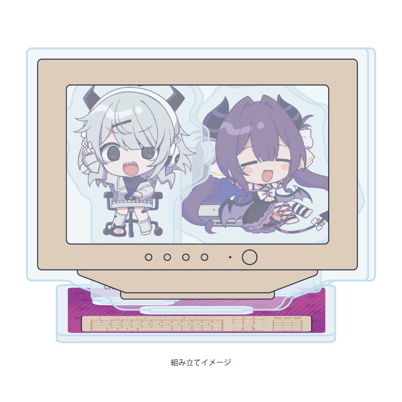 アクリルスタンドプレート ゆんゆん電波シンドローム 01 Qちゃん&ゆんゆんA(ミニキャライラスト) (Acrylic Stand Plate "Yunyun Syndrome!? Rhythm Psychosis" 01 Qtie & Yunyun A (Mini Character Illustration))