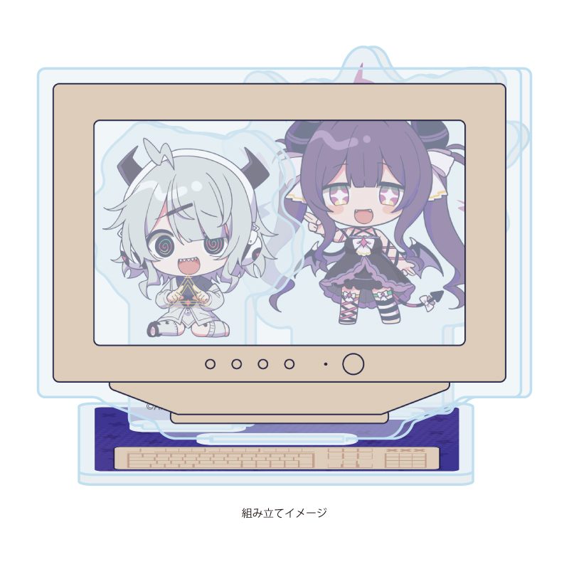 アクリルスタンドプレート ゆんゆん電波シンドローム 02 Qちゃん&ゆんゆんB(ミニキャライラスト) (Acrylic Stand Plate "Yunyun Syndrome!? Rhythm Psychosis" 02 Qtie & Yunyun B (Mini Character Illustration))