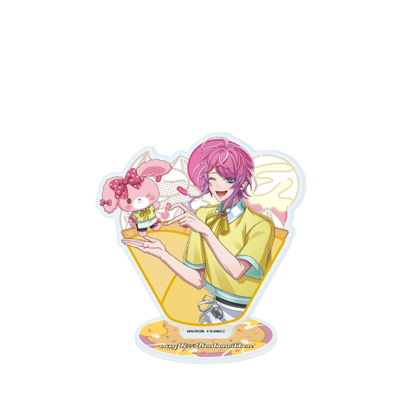 アクリルスタンド ヒプノシスマイク SANRIO NAKAYOKU EDIT 25 飴村乱数×ぼんぼんりぼん(コラボイラスト) (Acrylic Stand "Hypnosismic -Division Rap Battle-" Sanrio Nakayoku Edit 25 Amemura Ramuda x BonBon Ribbon (Collaboration Illustration))