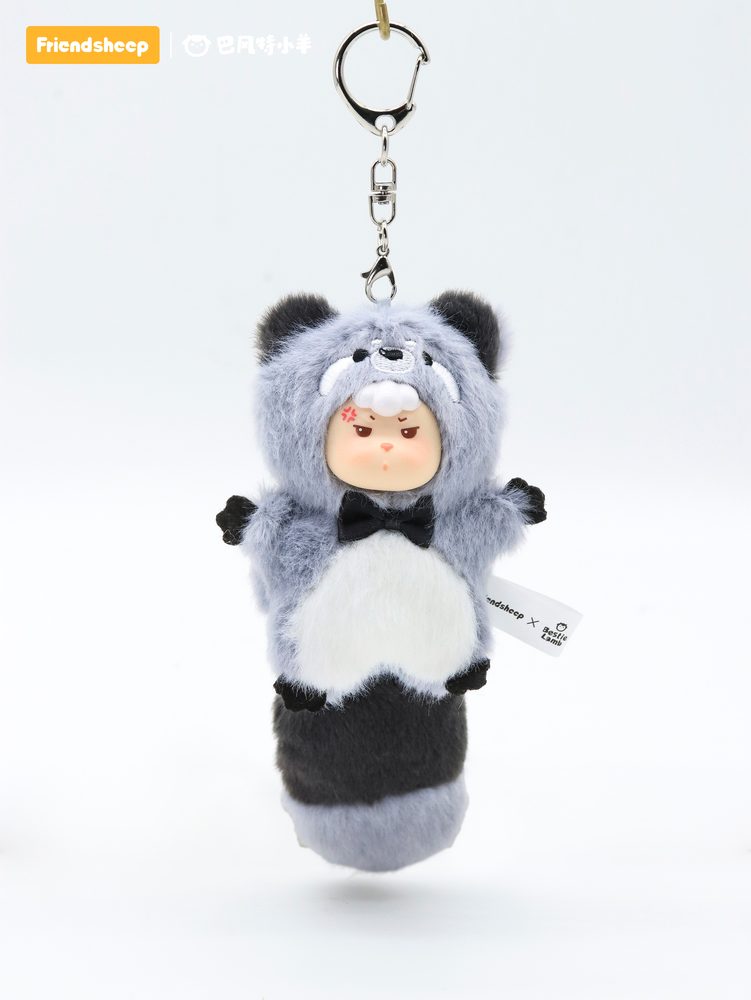 FRIENDSHEEP 福呼ぶしっぽシリーズ ぬいぐるみキーホルダー アライグマ (FRIENDSHEEP ATTRACTING BIG TAIL OF WEALTH SERIES PLUSH KEYCHAIN RACCOON)
