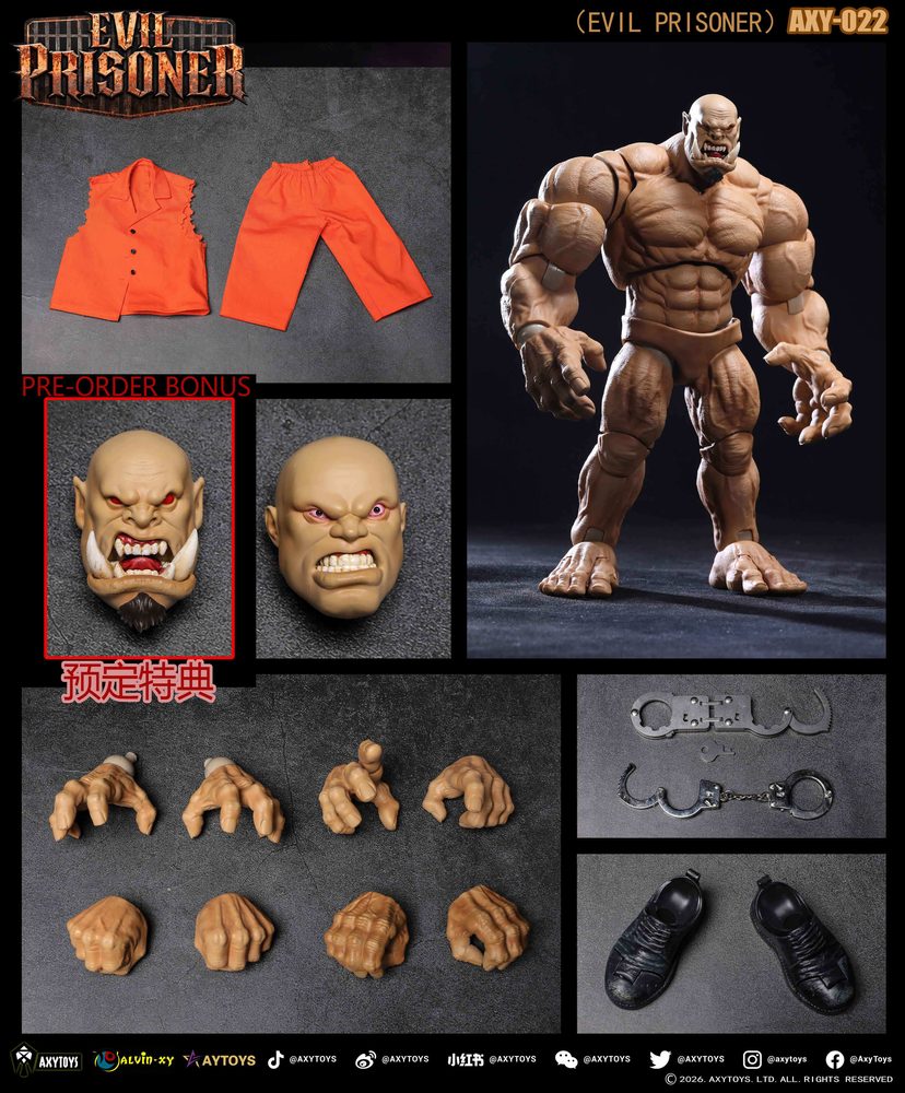 AXYTOYS EVIL PRISONER(イーブルプリズナー) 1/12スケール可動フィギュア AXY-022 肌色 (AXYTOYS EVIL PRISONER 1/12 SCALE ACTION FIGURE AXY-022 SKIN COLOR)