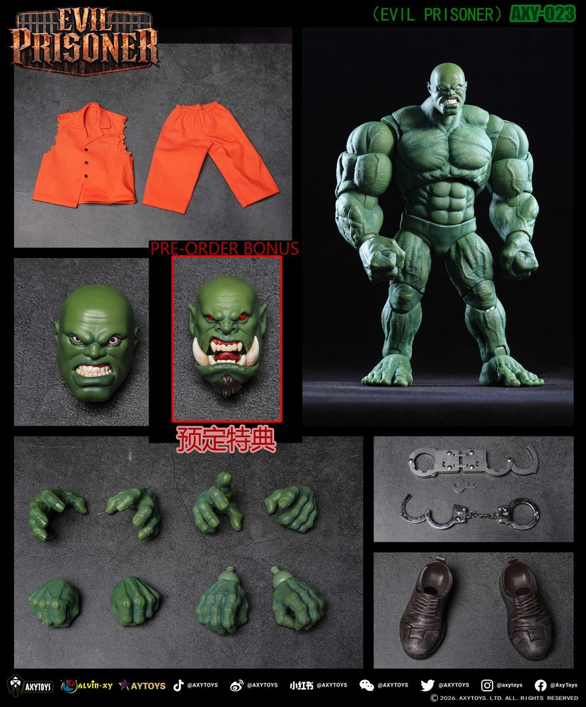 AXYTOYS EVIL PRISONER(イーブルプリズナー) 1/12スケール可動フィギュア AXY-023 緑色 (AXYTOYS EVIL PRISONER 1/12 SCALE ACTION FIGURE AXY-023 GREEN)