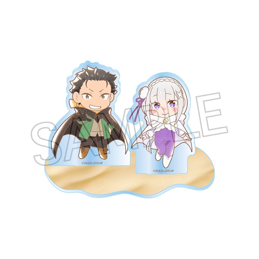 Re:ゼロから始める異世界生活 ミニキャラアクリルスタンド スバル&エミリア ("Re:Zero kara Hajimeru Isekai Seikatsu" Mini Character Acrylic Stand Subaru & Emilia)