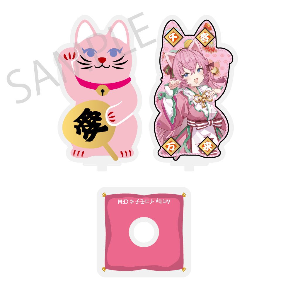 初音ミク×招き猫×真夏の熊谷 まわるダイカットアクリルスタンド 巡音ルカ Art by イコモチ (Hatsune Miku x Maneki-neko x Midsummer in Kumagaya Rotating Die-cut Acrylic Stand Megurine Luka Art by Icomochi)