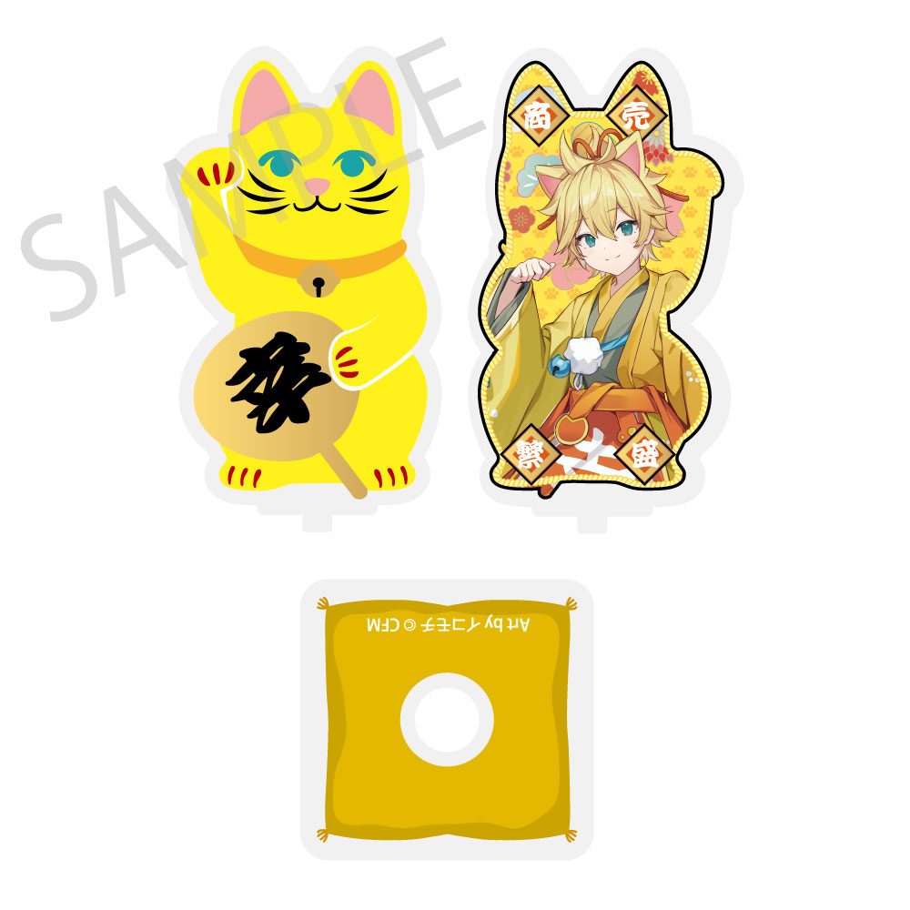 初音ミク×招き猫×真夏の熊谷 まわるダイカットアクリルスタンド 鏡音レン Art by イコモチ (Hatsune Miku x Maneki-neko x Midsummer in Kumagaya Rotating Die-cut Acrylic Stand Kagamine Len Art by Icomochi)