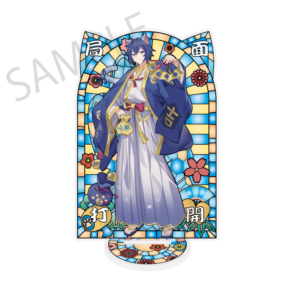 初音ミク×招き猫×真夏の熊谷 ステンドグラス風素材加工アクリルスタンド KAITO Art by イコモチ (Hatsune Miku x Maneki-neko x Midsummer in Kumagaya Stained Glass Style Material Processing Acrylic Stand KAITO Art by Icomochi)