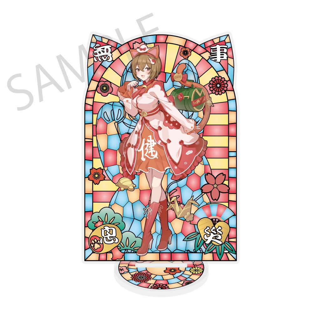 初音ミク×招き猫×真夏の熊谷 ステンドグラス風素材加工アクリルスタンド MEIKO Art by イコモチ (Hatsune Miku x Maneki-neko x Midsummer in Kumagaya Stained Glass Style Material Processing Acrylic Stand MEIKO Art by Icomochi)
