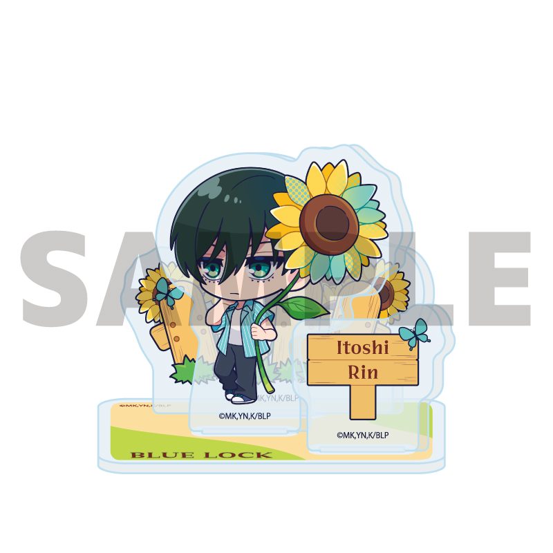 アクリルスタンドプレート ブルーロック 15 糸師凛 カラフルサンフラワーVer.(ミニキャライラスト) (Acrylic Stand Plate "Blue Lock" 15 Itoshi Rin Colorful Sunflower Ver. (Mini Character Illustration))
