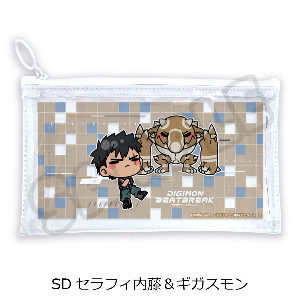 DIGIMON BEATBREAK 第2弾 フラットクリアポーチ SD セラフィ内藤&ギガスモン ("DIGIMON BEATBREAK" Vol. 2 Flat Clear Pouch SD Seraphy Naito & Gigasmon)